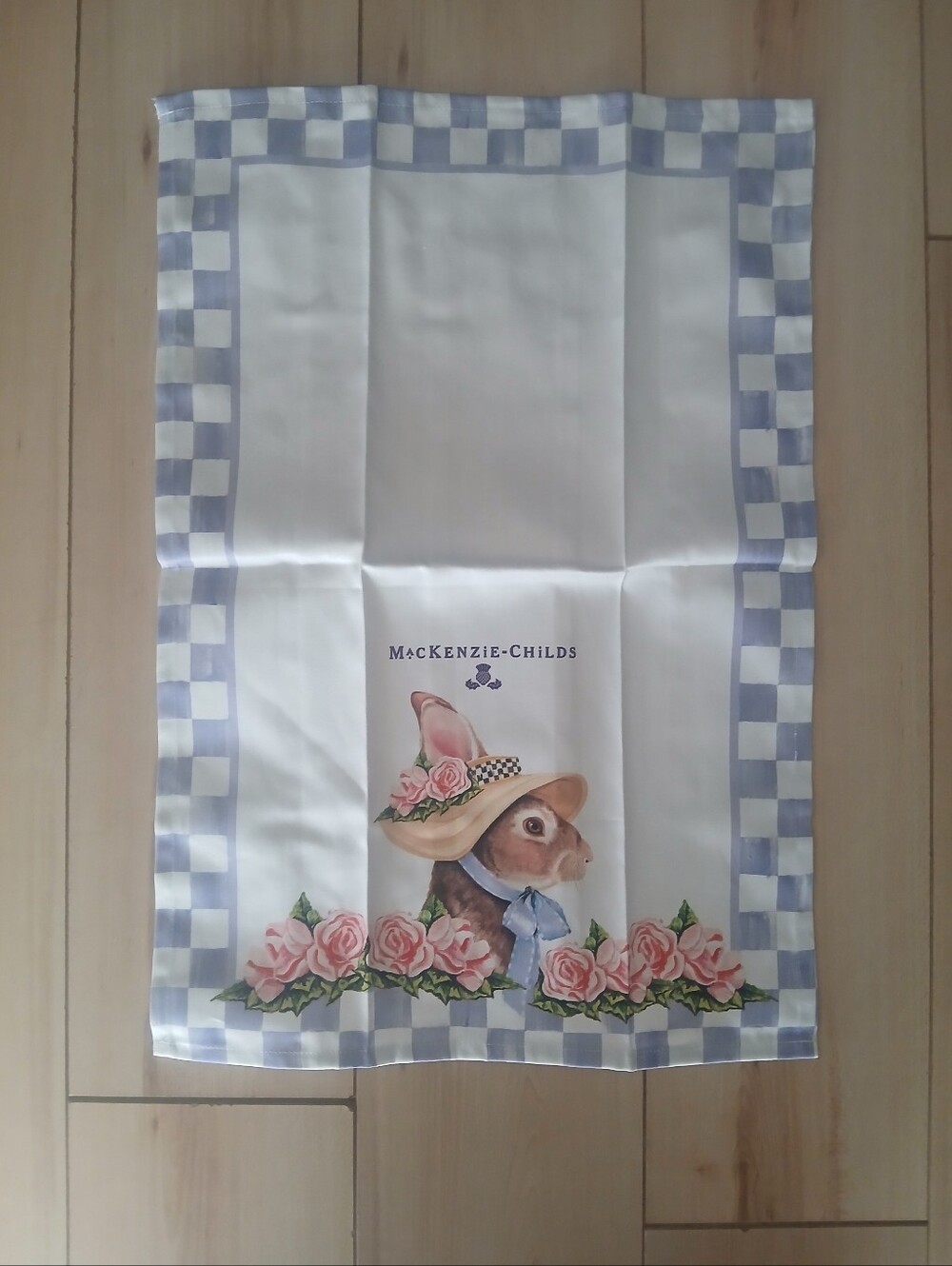 MacKenzie-Childs Violet Rabbit Tea Towels Three Piece Brand New
